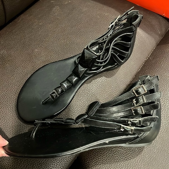 Jessica Simpson Demeter Black Leather Thong Sandal - Size 7 - Picture 1 of 7